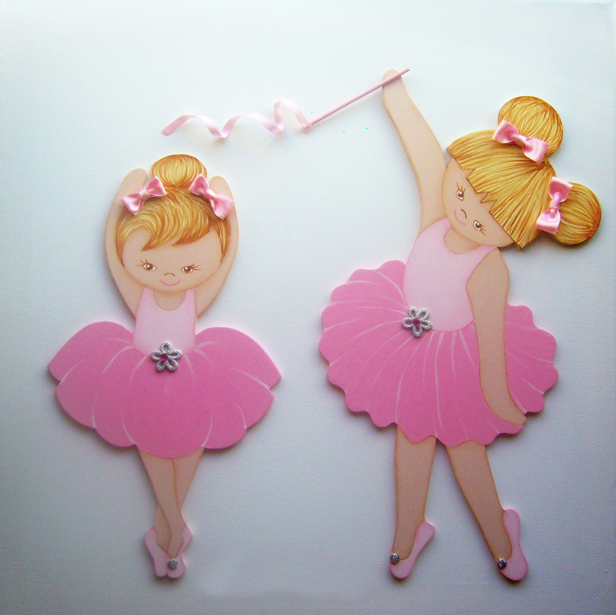 Cuadro infantil 3D hermanas bailarinas 