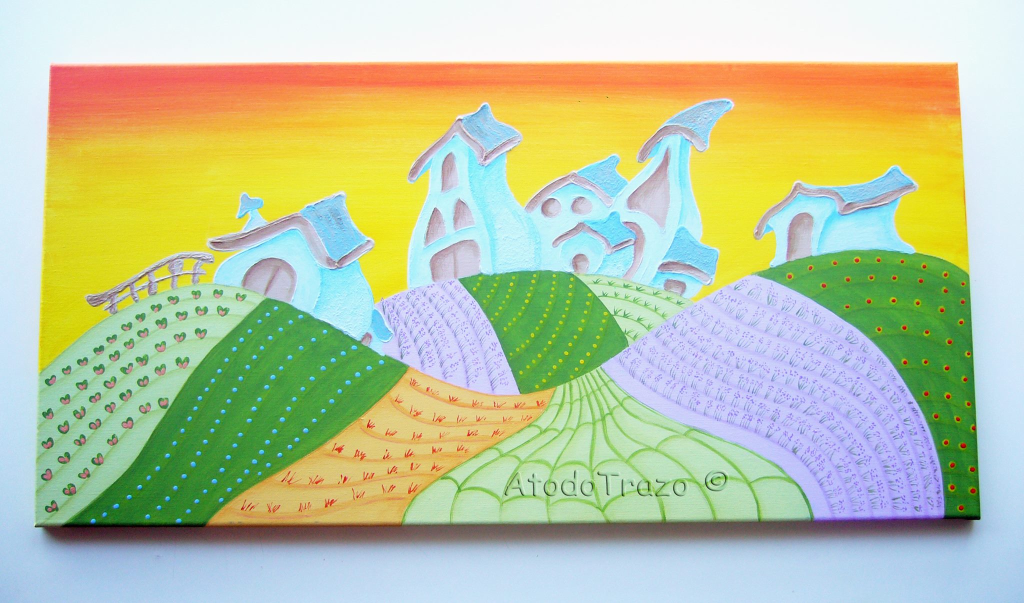 Cuadro infantil 3D pueblo relieve